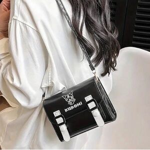 Kuromi Black and White Crossbody Bag with Purple Kuromi Charm NEW